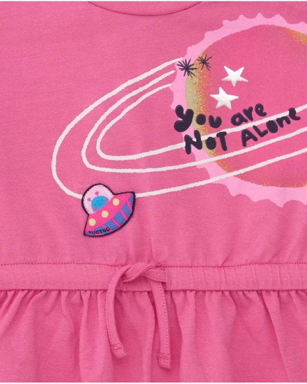 Tuc Tuc Blusa rosa a maniche lunghe per bambina con stampa spaziale e volant in vita MAGENTA - immagine 2