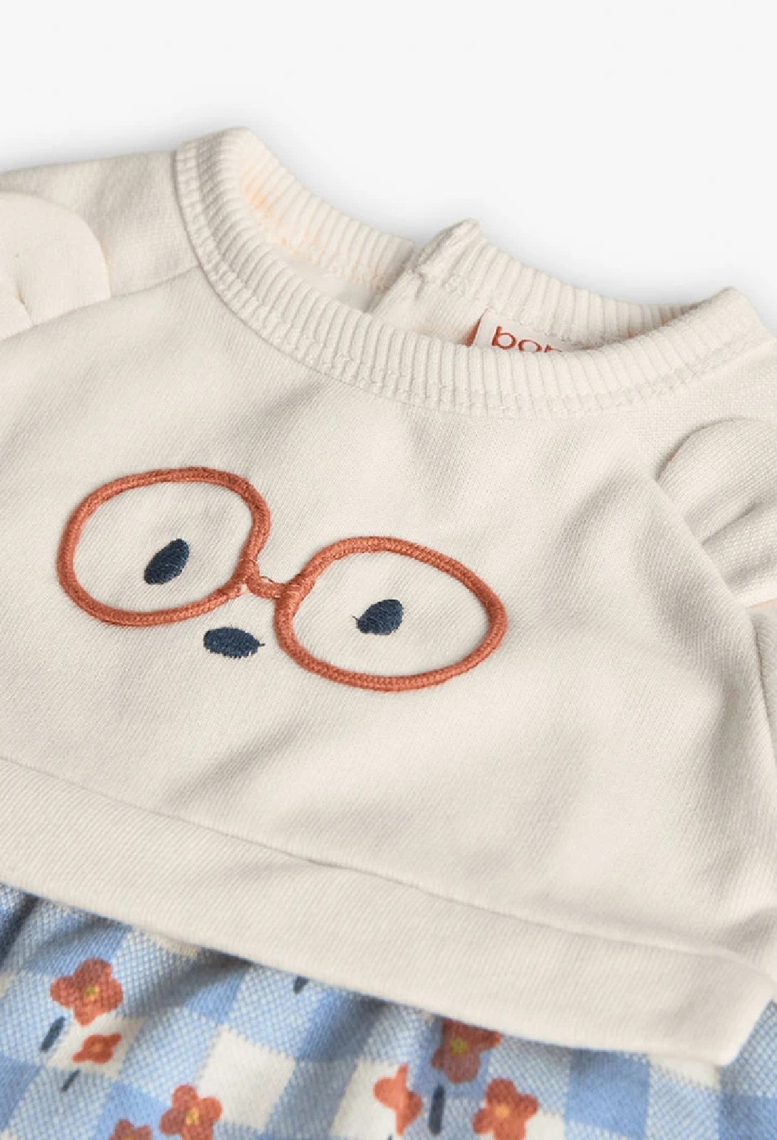 BOBOLI Abito panna e fantasia quadri 112015 ECRU - immagine 4