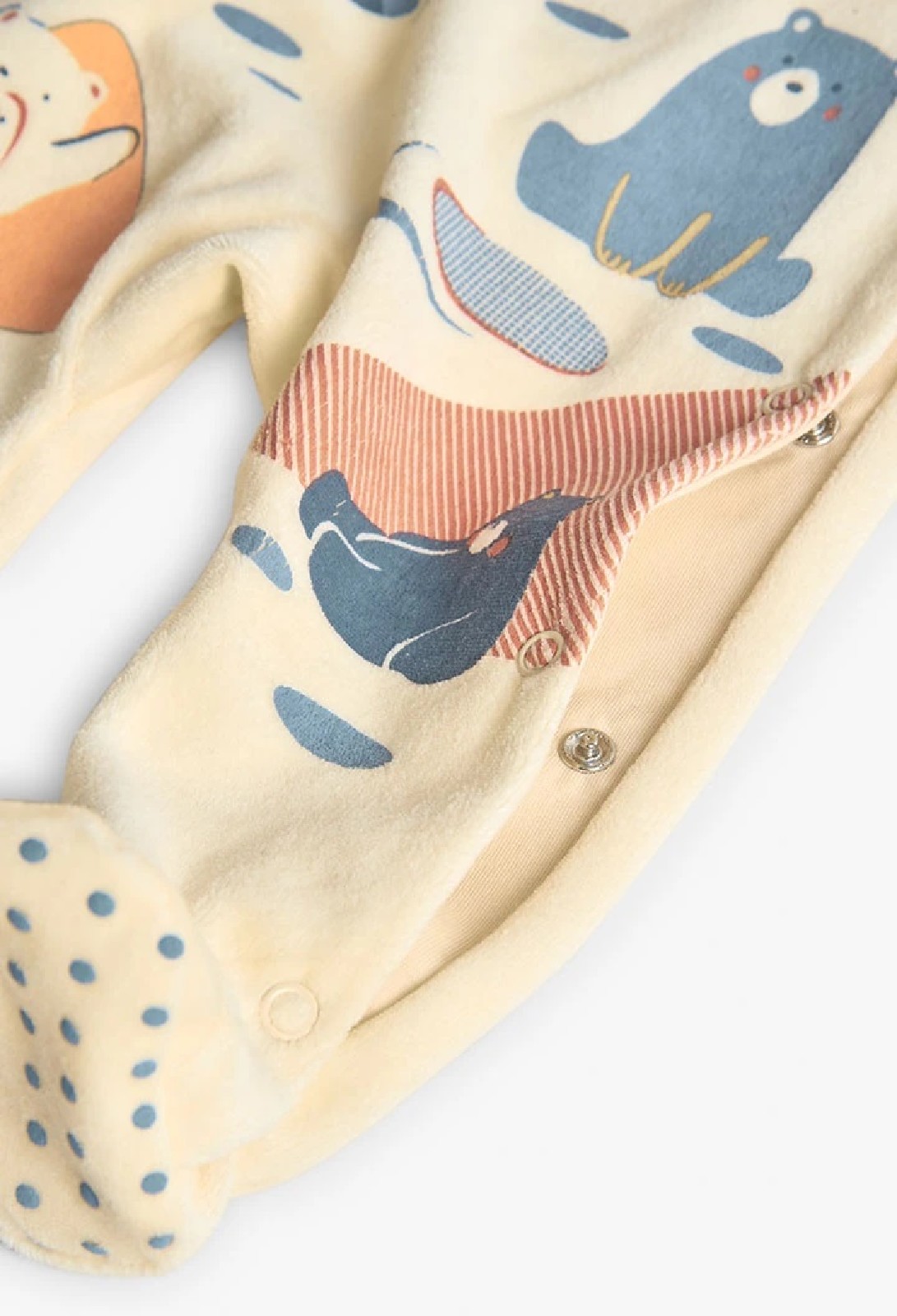 BOBOLI Pagliaccetto per neonato in ciniglia con animali 112048 ECRU - immagine 4