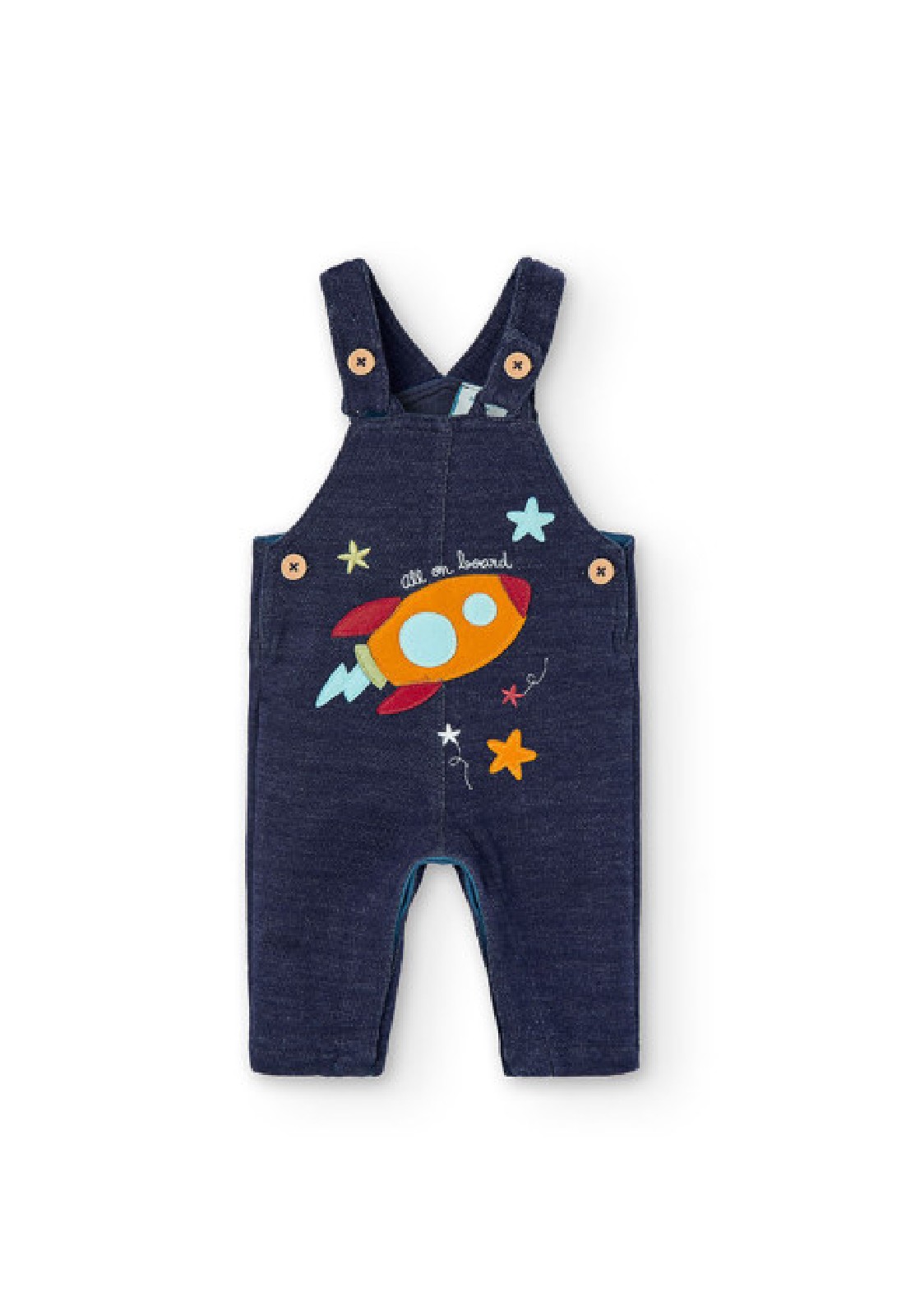 BOBOLI Set di maglietta e salopette jeans per neonato LISTATO - immagine 3