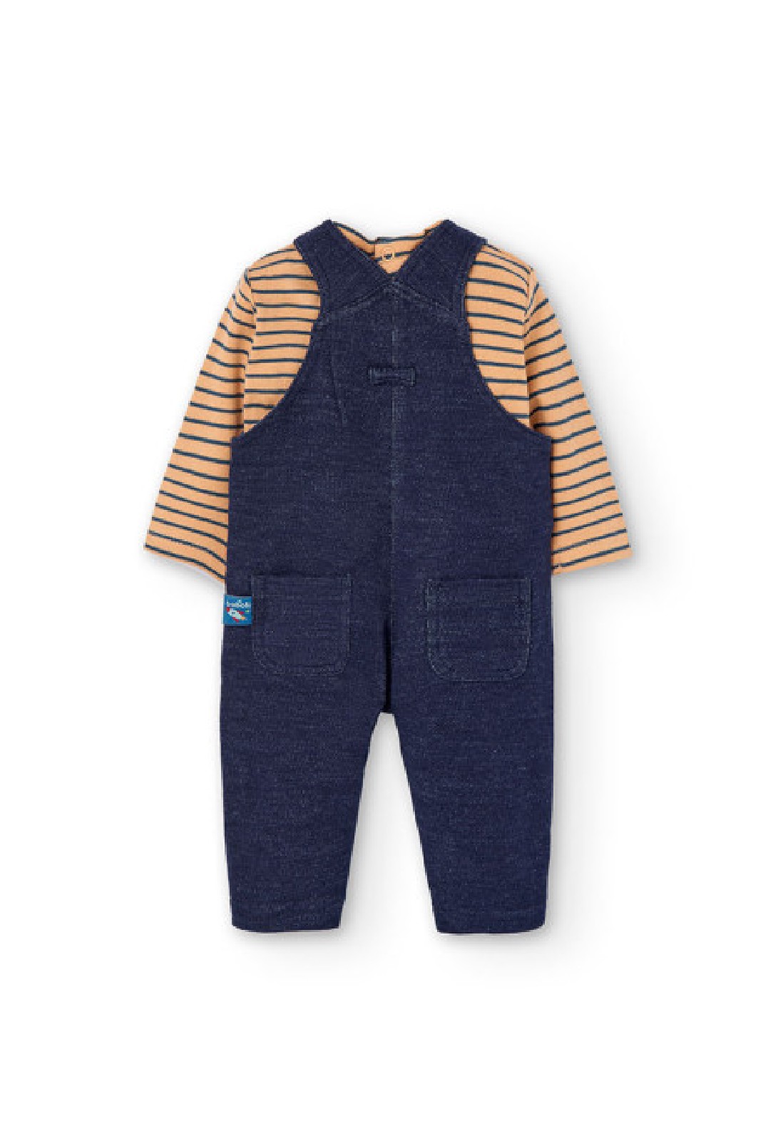 BOBOLI Set di maglietta e salopette jeans per neonato LISTATO - immagine 5