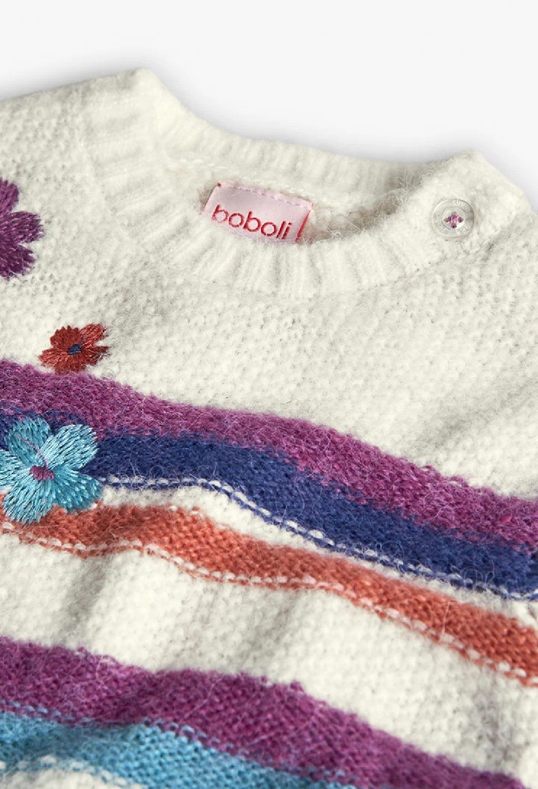 BOBOLI Maglione bambina bianco con fiori OFF WHITE - immagine 4