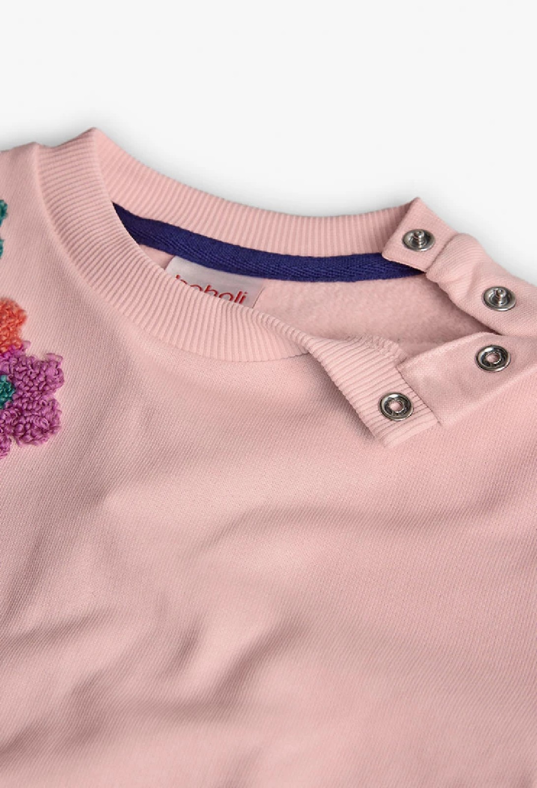 BOBOLI Felpa bambina in pelfa rosa con fiori 222062 PINK - immagine 5