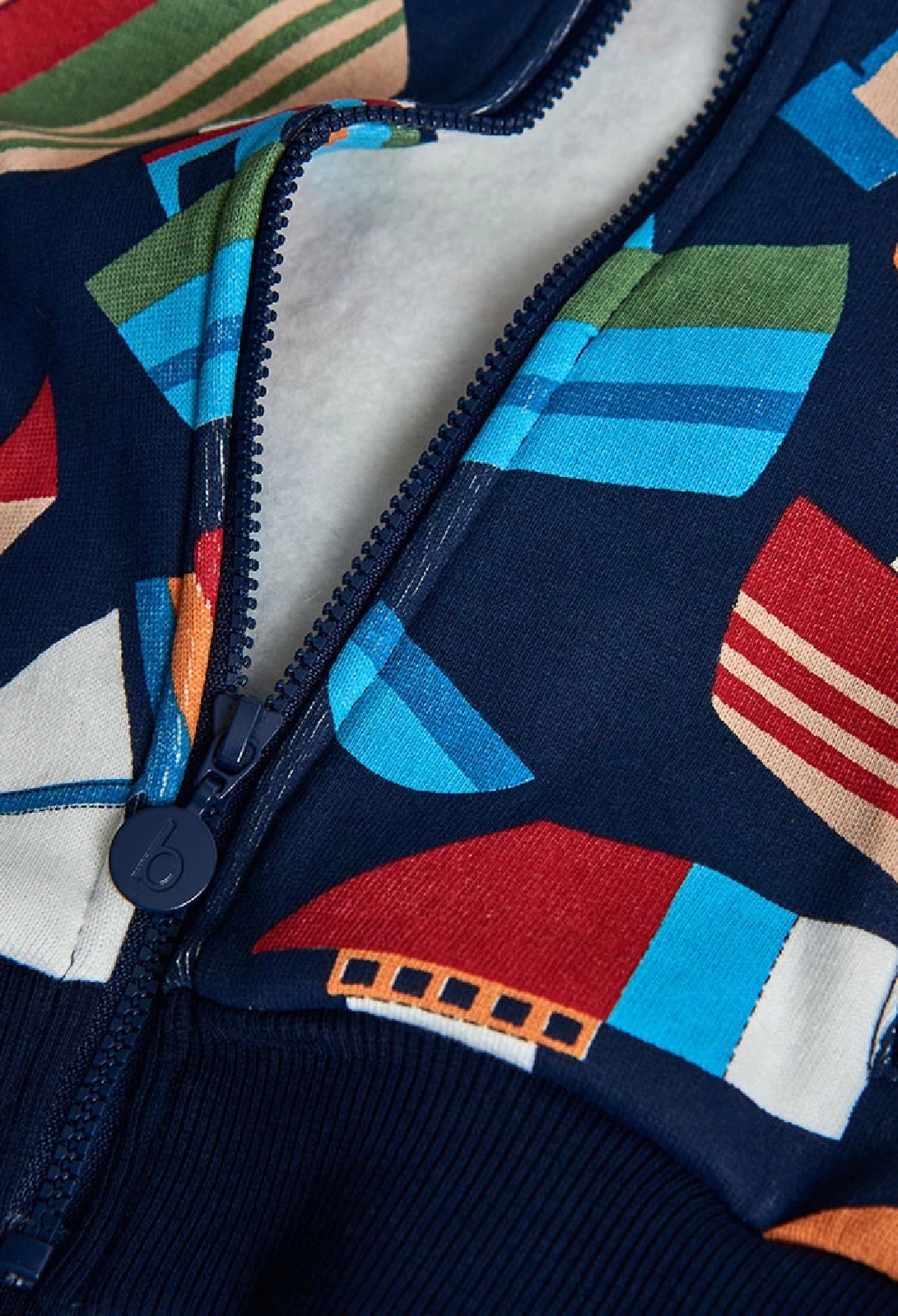 BOBOLI Giacca bambino in pile blu navy con barche 322119 STAMPATO - immagine 3