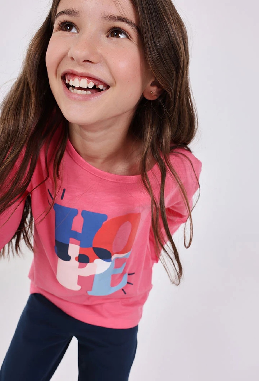 BOBOLI Maglietta rosa a fantasia per bambina a maglia blush - immagine 3