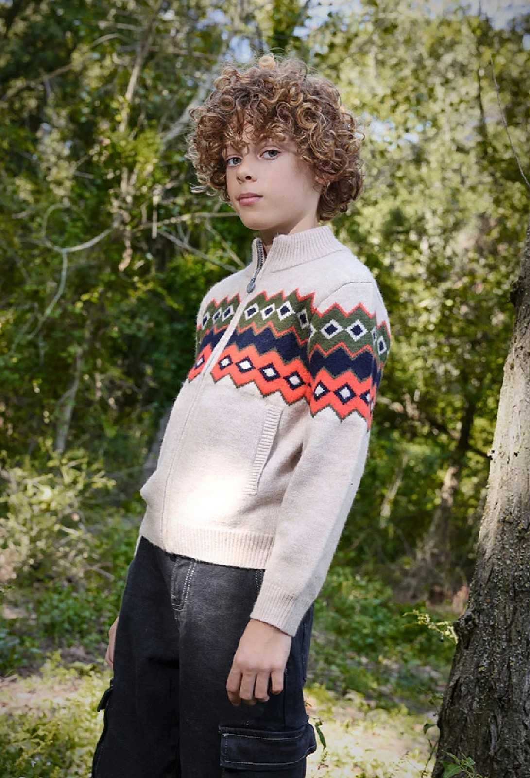 BOBOLI Giacchetta tricot con zip per ragazzo BEIGE - immagine 2