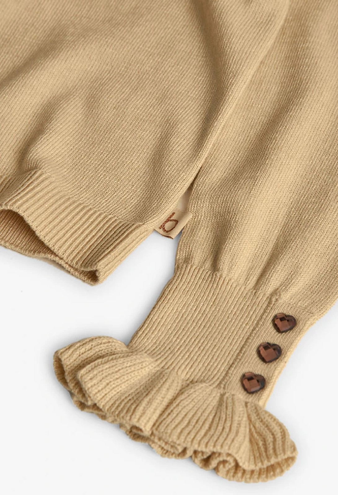 BOBOLI Maglione bambina beige con cuori lavorato a maglia CREMA - immagine 3