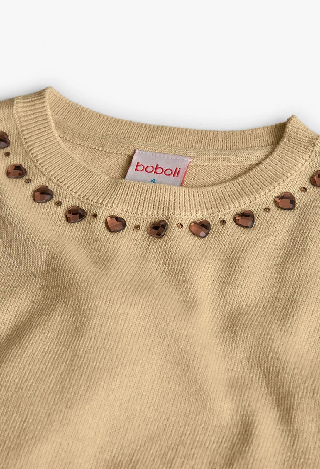 BOBOLI Maglione bambina beige con cuori lavorato a maglia CREMA - immagine 4