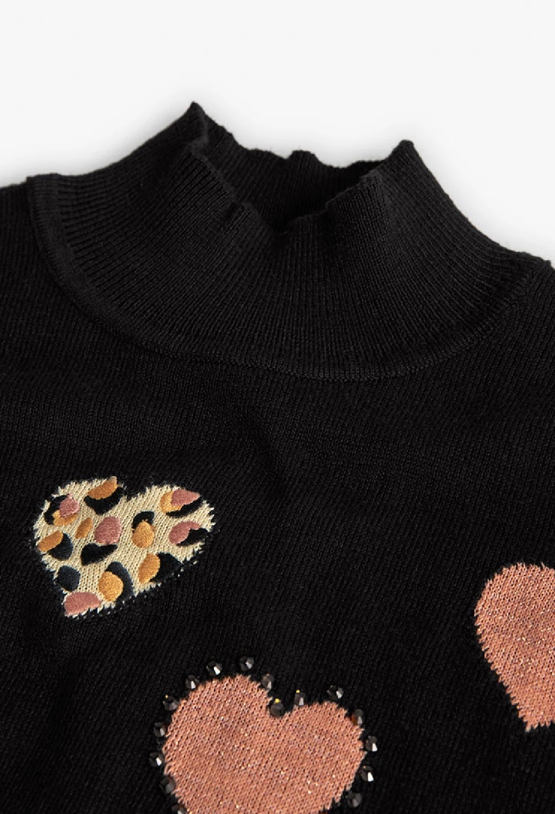 BOBOLI Abito cotone invernale nero cuori 722326 - immagine 3