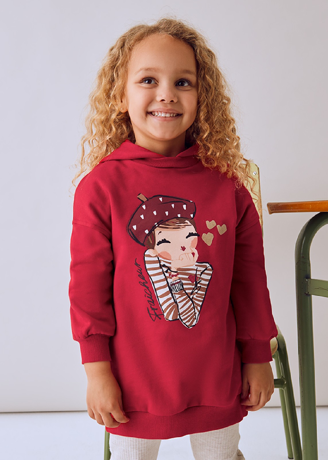 MAYORAL Vestito felpa cappuccio bambina 4928 ROSSO - immagine 3