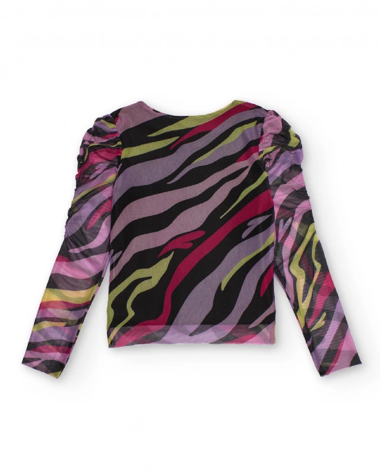 NATH KIDS Maglietta in tulle per bambina con stampa multicolore e arricciature sulle maniche LILAC - immagine 4