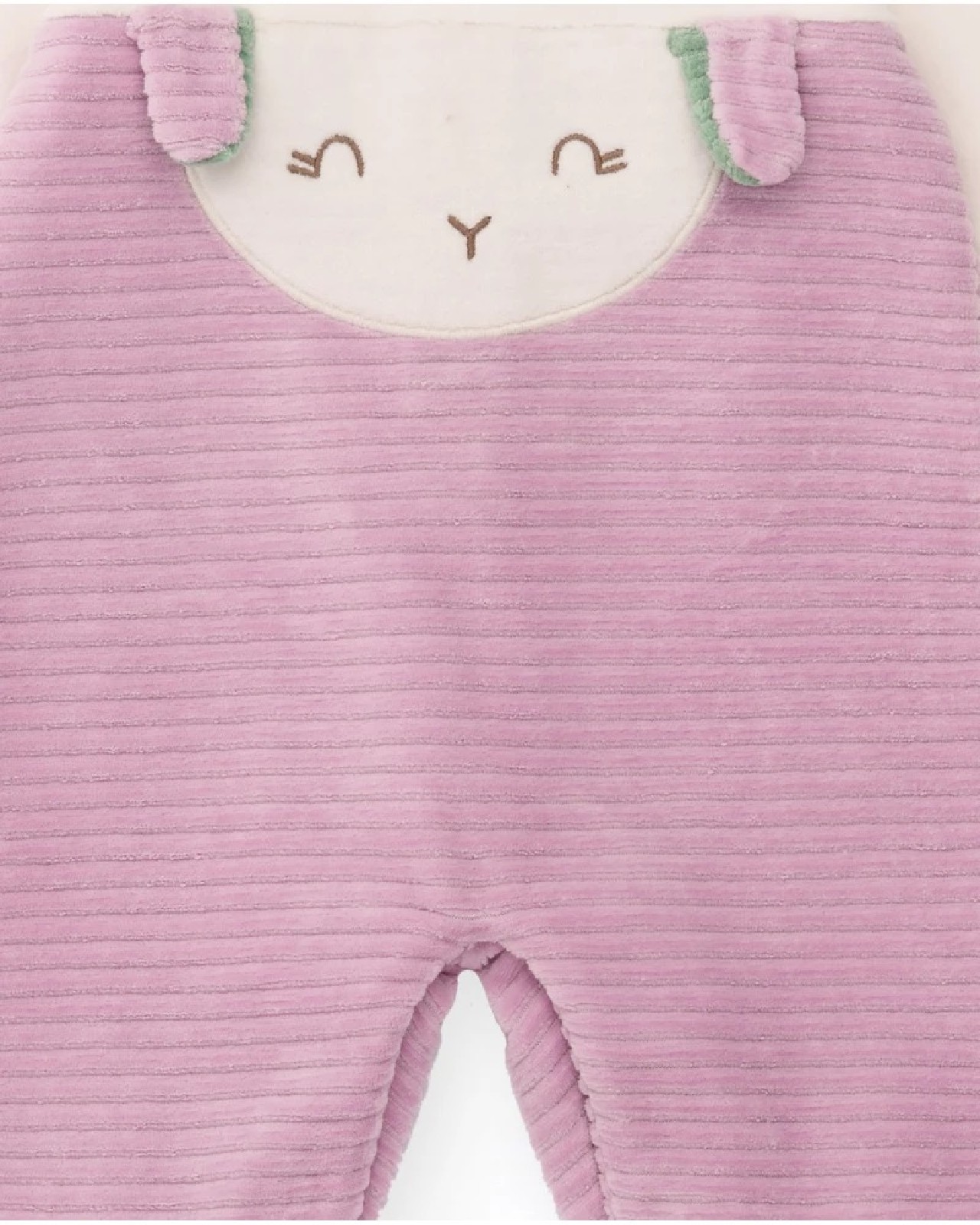 Tuc Tuc Tutina in velluto per bambina crema e lilla con disegno di faccina ricamata PINK - immagine 3