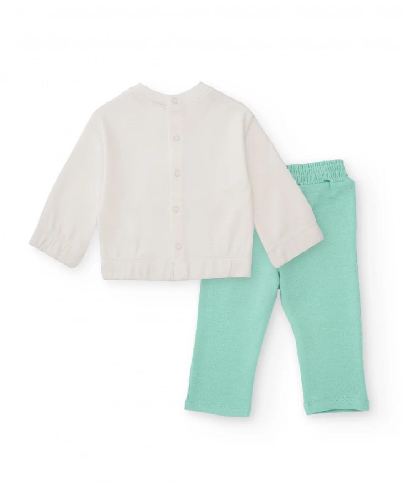 Tuc Tuc Completo con felpa bianca e pantaloni verde acqua per bambina BEIGE - immagine 6