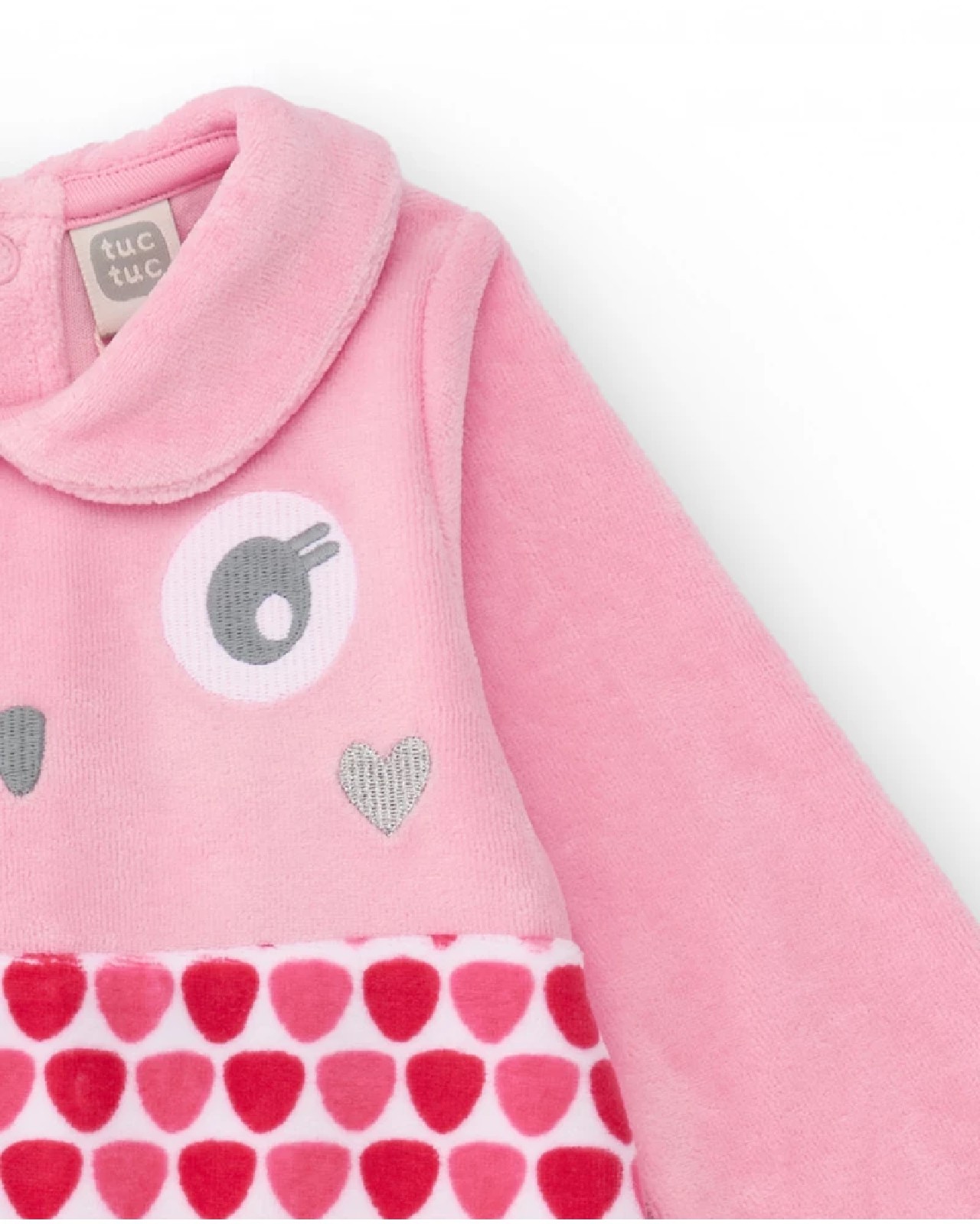 Tuc Tuc Tutina in velluto rosa per bambina con disegno di faccina e cuori 11398789 MAUVE - immagine 3