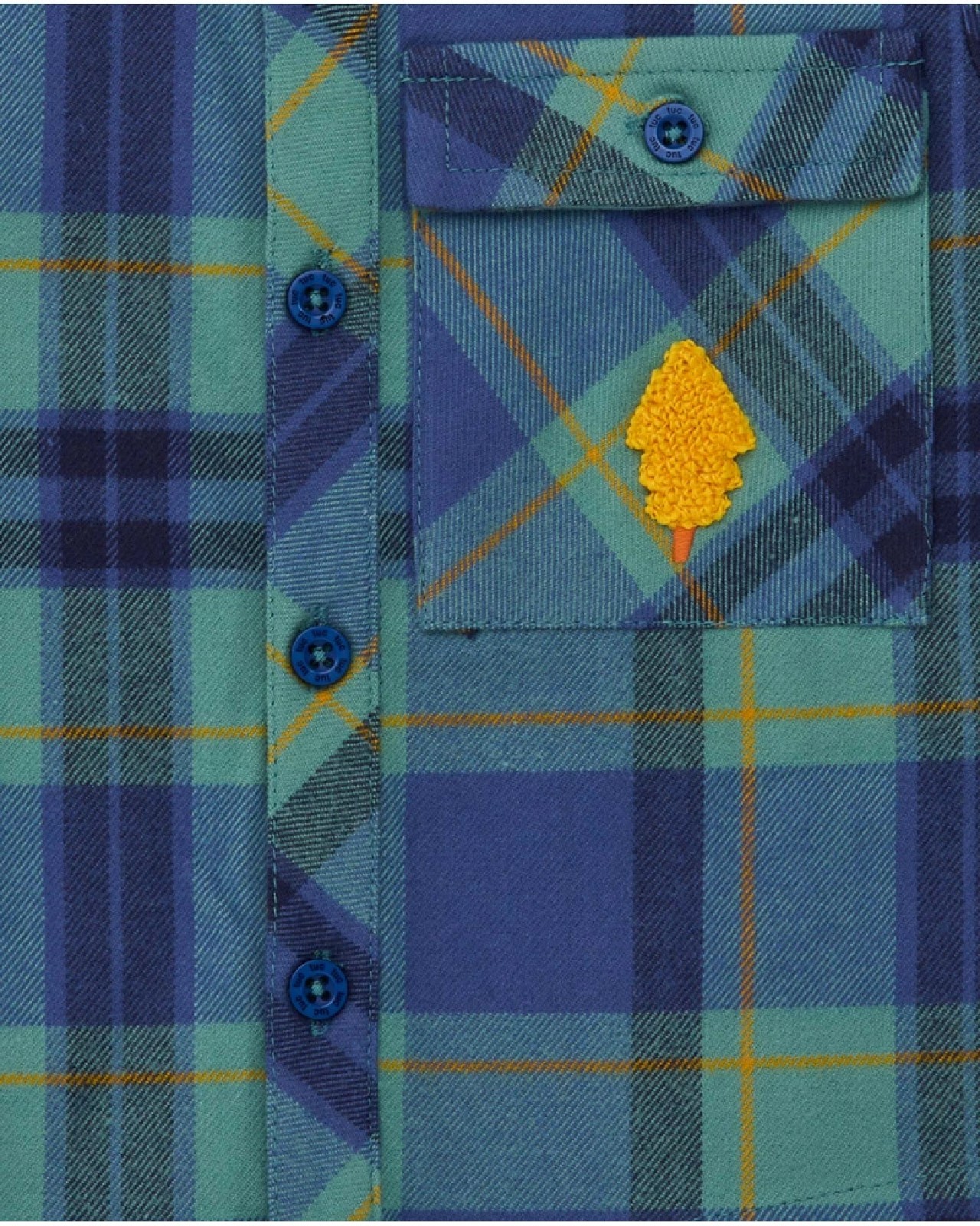 Tuc Tuc Camicia in flanella per bambino a quadri blu e verde con patch di albero dark blue - immagine 3