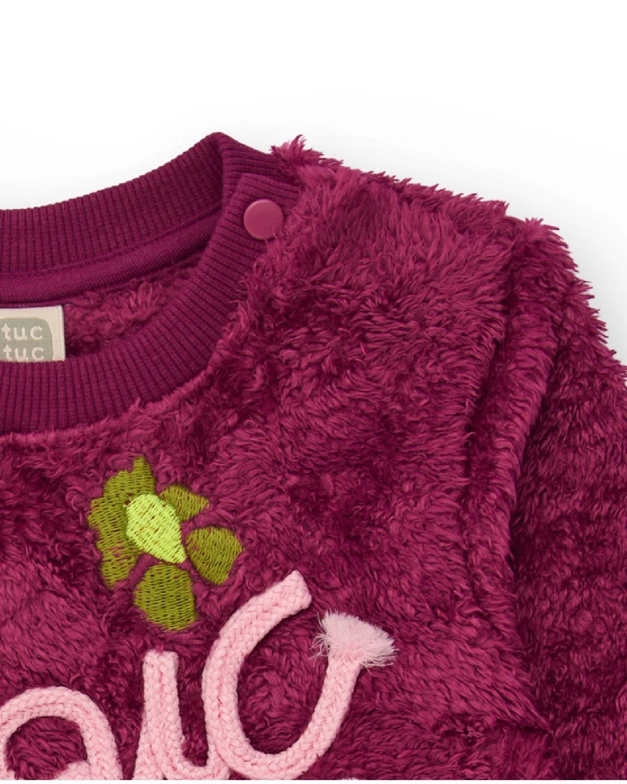 Tuc Tuc Felpa in peluche per bambina bordeaux con scritta ricamata MAGENTA - immagine 3