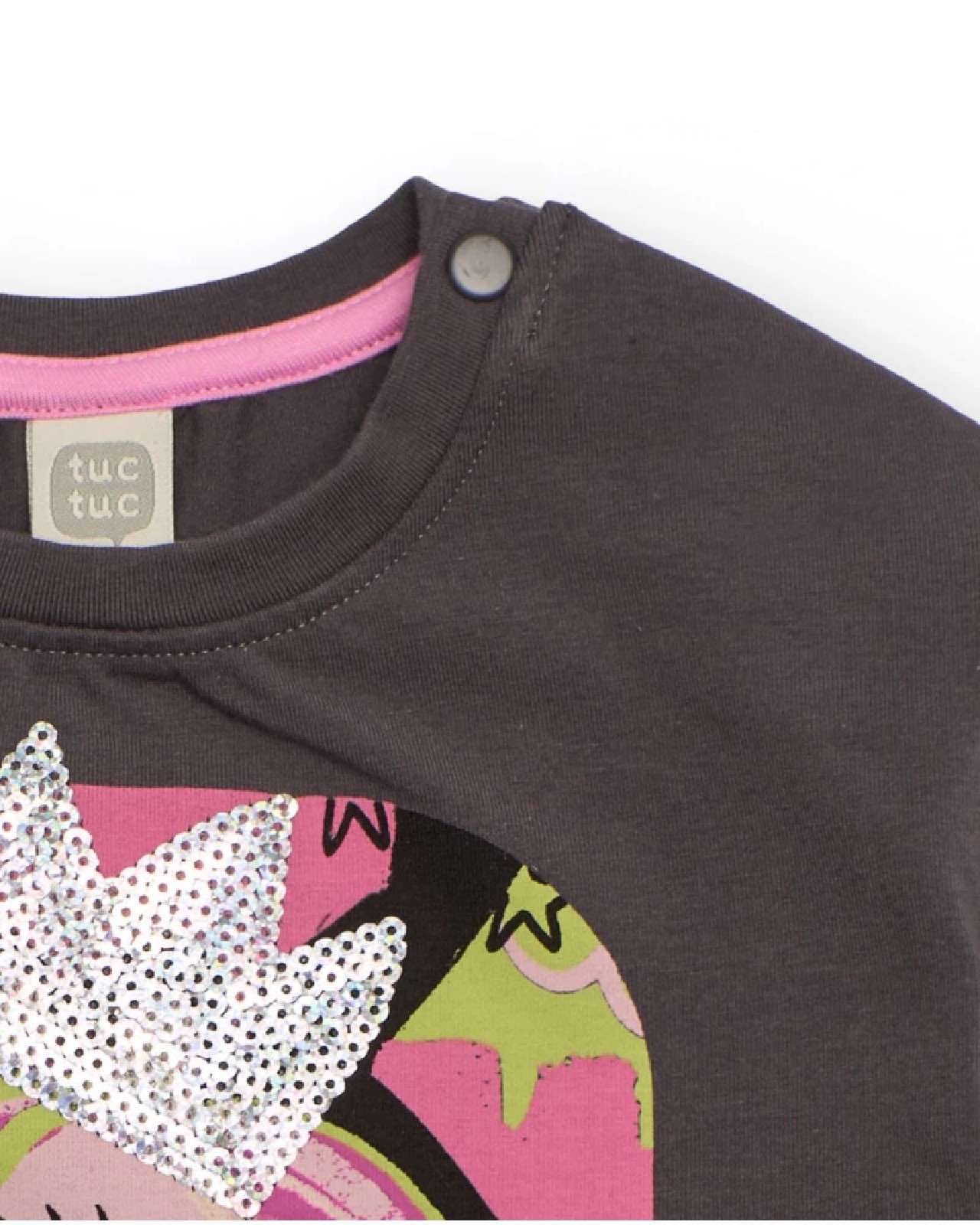 Tuc Tuc Maglietta a maniche lunghe per bambina grigio scuro con unicorno e corona di paillettes 11399394 DARK GREY - immagine 3