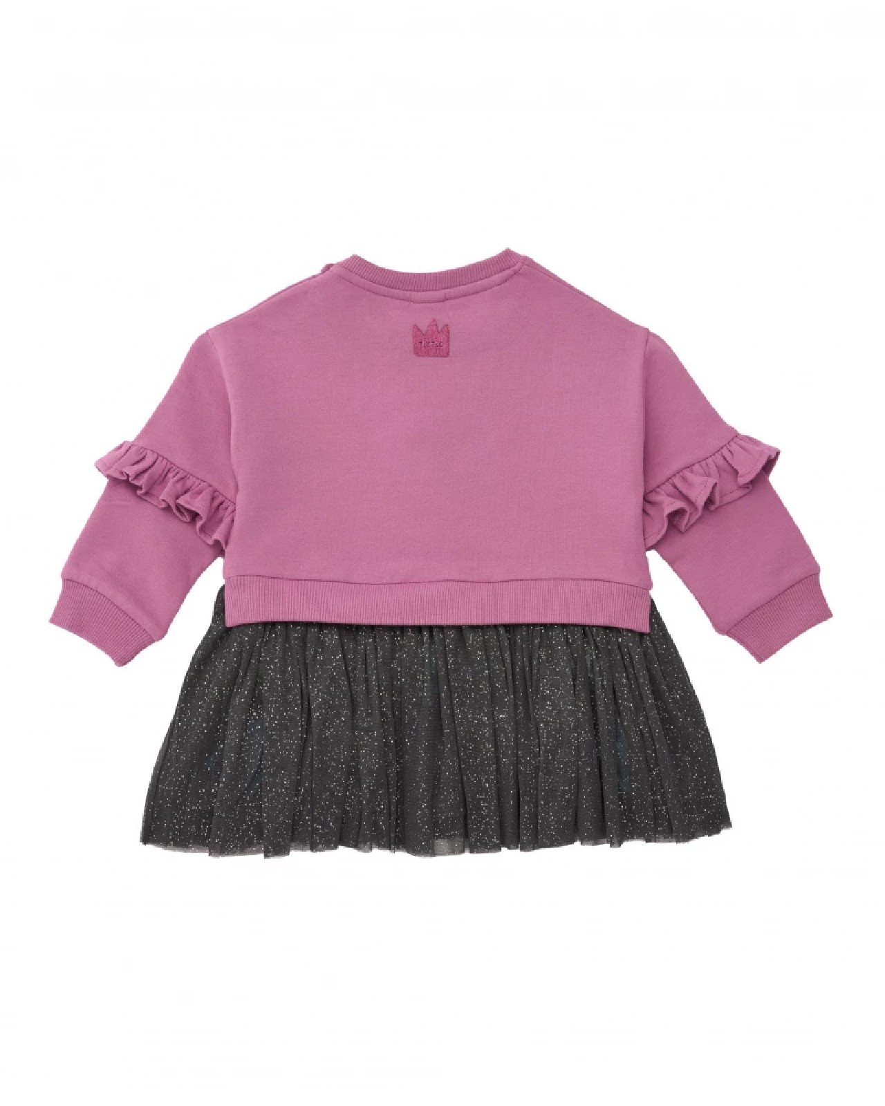 Tuc Tuc Vestito felpa per bambina rosa con volant e gonna in tulle glitterato MAUVE - immagine 4