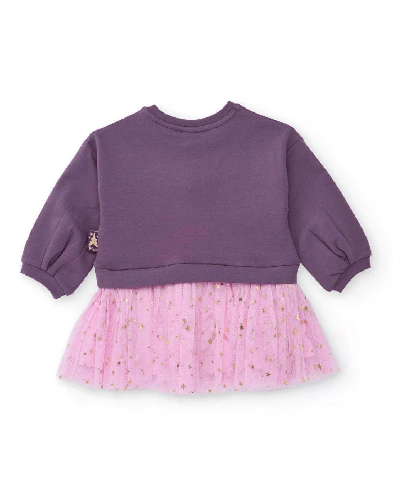 Tuc Tuc Vestito viola per bambina con gonna in tulle rosa e dettagli di stelle dorate 11399499 DARK PURPLE - immagine 4