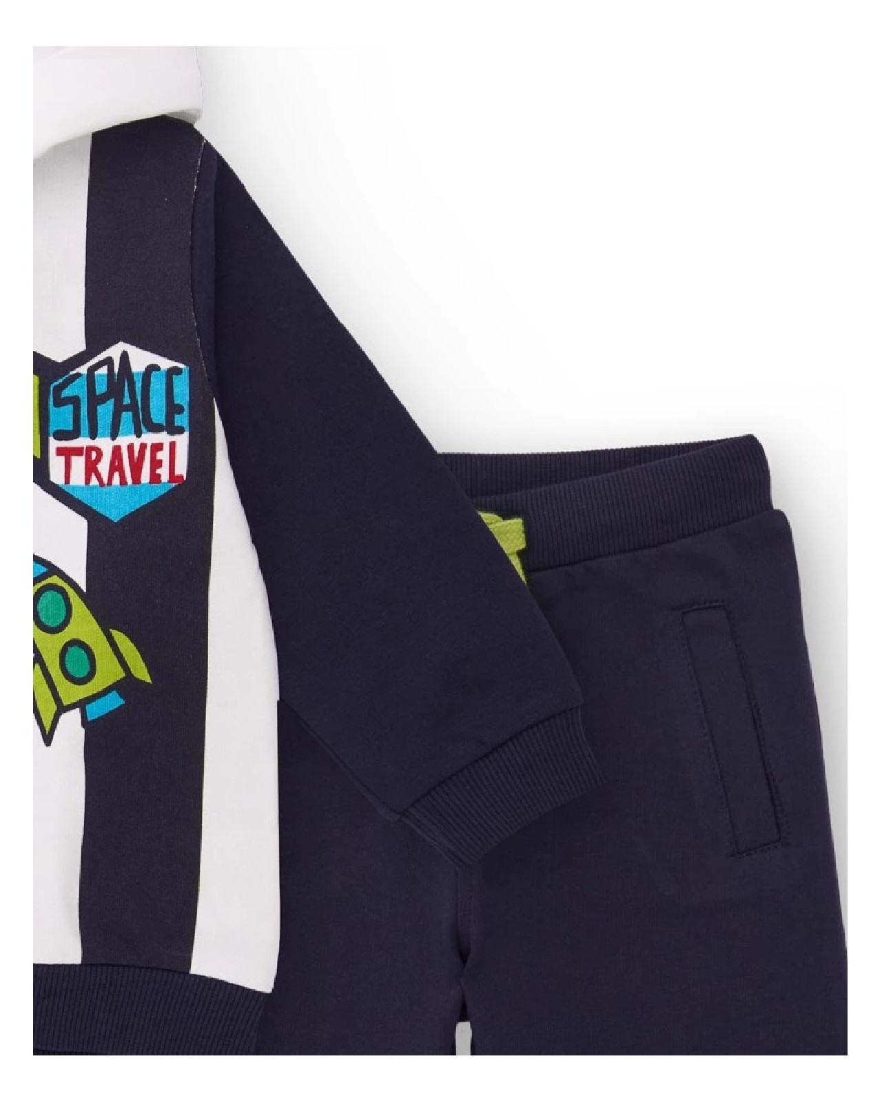 Tuc Tuc Completo felpa e pantaloni per bambino blu navy con stampa spaziale Green - immagine 3