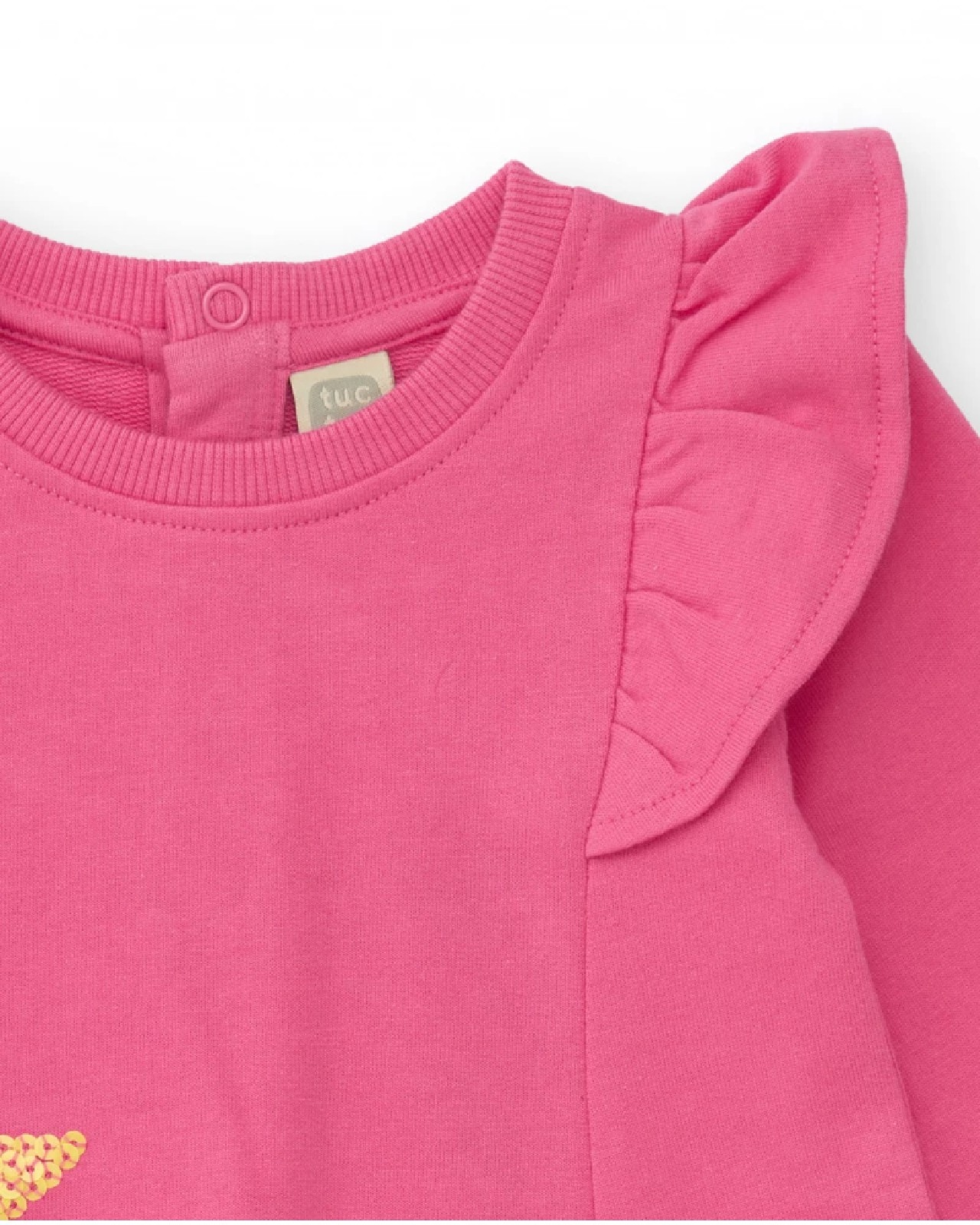 Tuc Tuc Vestito in maglia per bambina rosa con applicazioni di stelle e volant sulle spalle MAGENTA - immagine 3