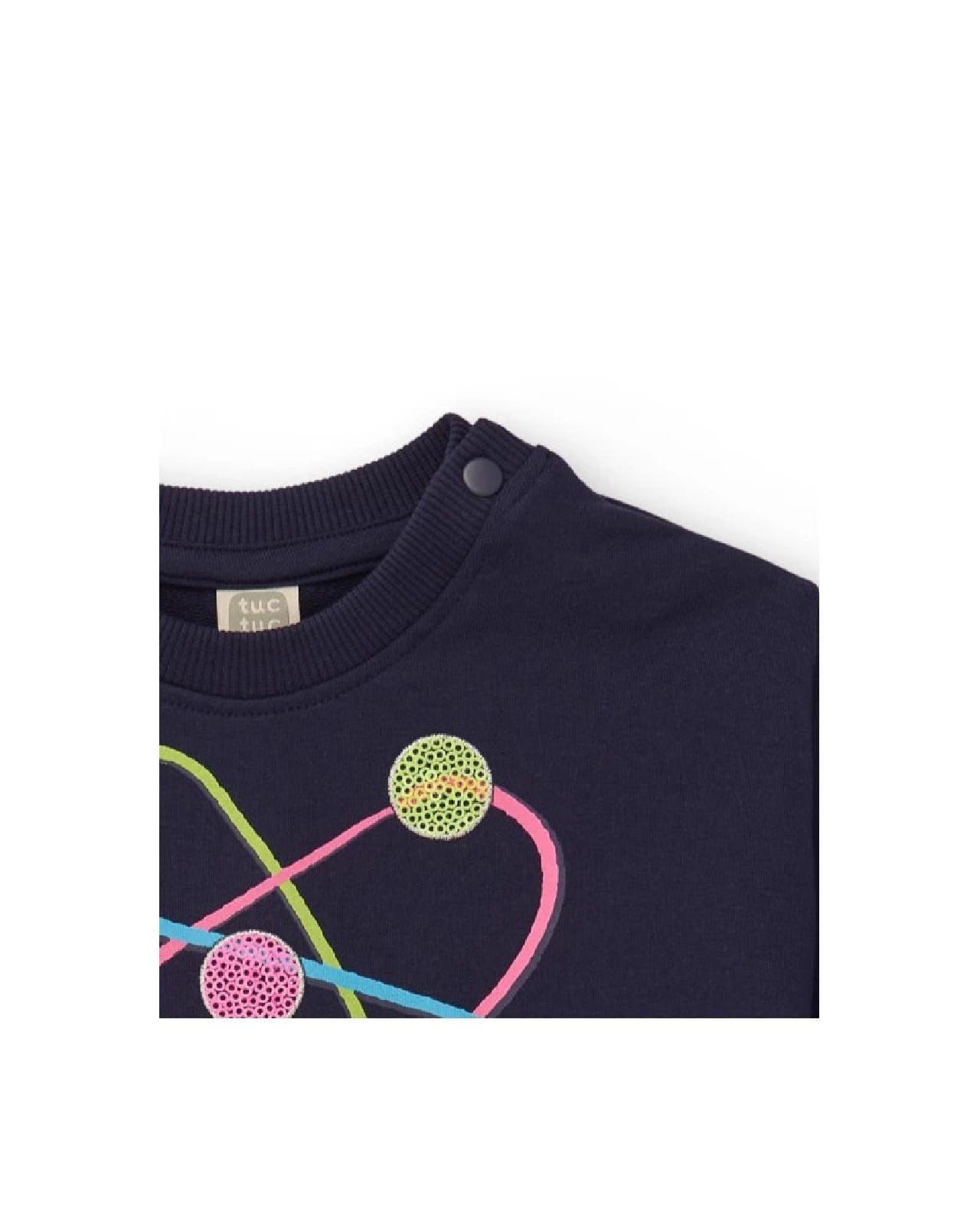 Tuc Tuc Vestito per bambina blu navy con stampa di pianeti e fiocco rosa decorativo dark blue - immagine 3