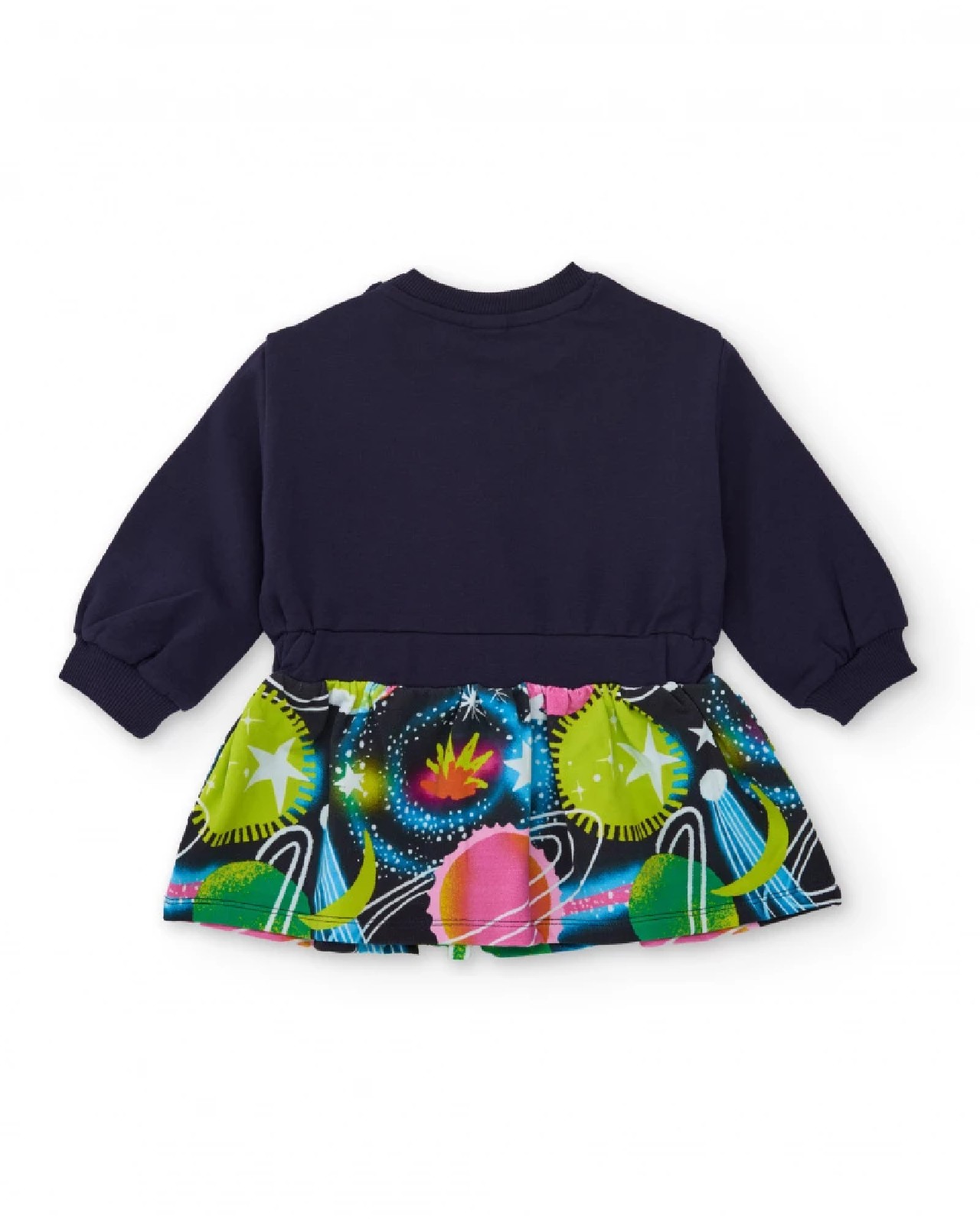 Tuc Tuc Vestito per bambina blu navy con stampa di pianeti e fiocco rosa decorativo dark blue - immagine 4