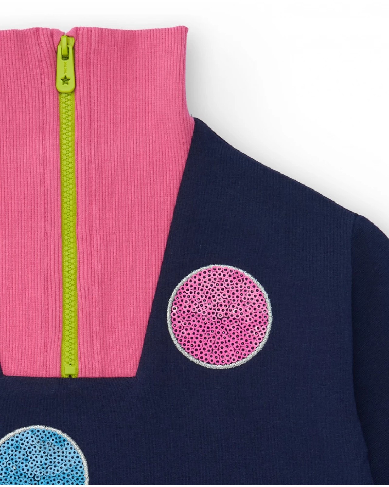 Tuc Tuc Vestito per bambina in blu navy con collo alto rosa e cerchi colorati dark blue - immagine 3