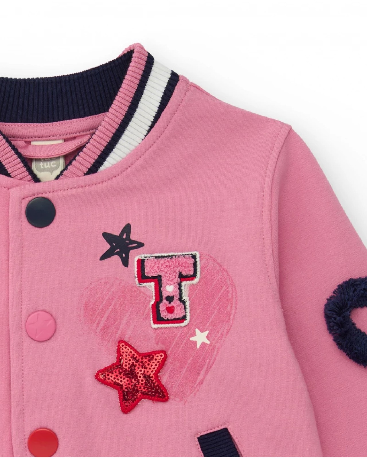 Tuc Tuc Giacca tipo varsity rosa per bambina con ricami e applicazioni 3D PINK - immagine 3
