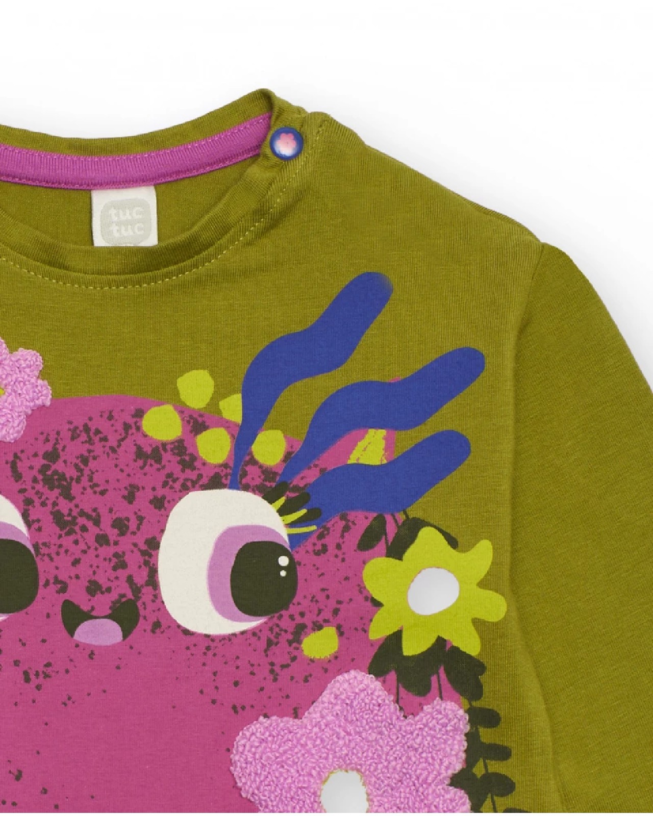 Tuc Tuc Maglietta a maniche lunghe per bambina verde con stampa di mostro floreale olive - immagine 3