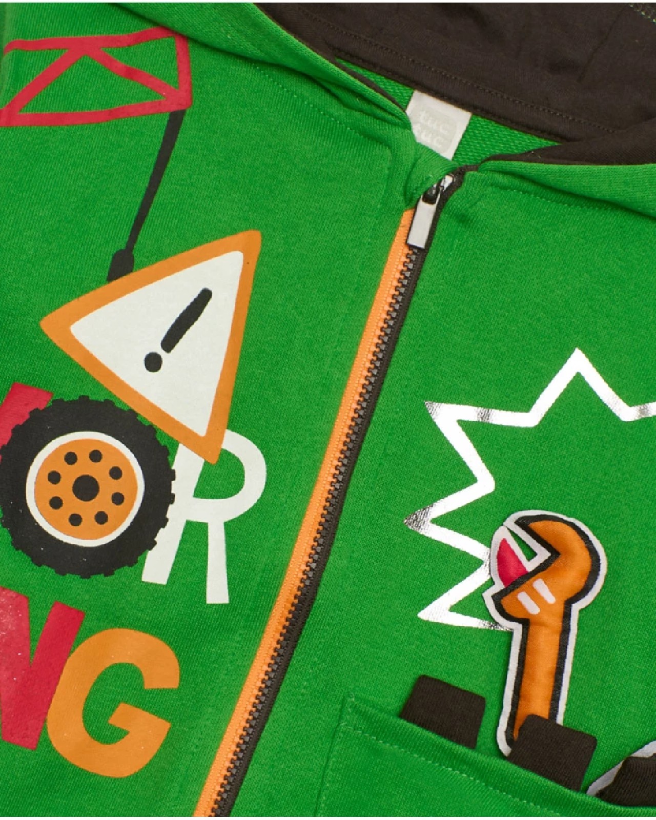 Tuc Tuc Completo per bambino con felpa verde e pantaloni marroni con stampa di attrezzi 11399944 Green - immagine 3