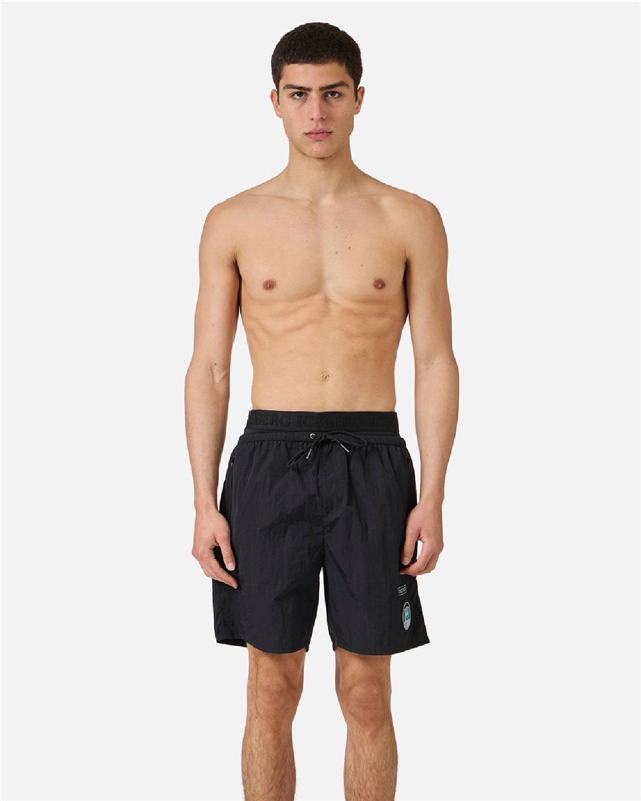 ICEBERG Boxer da mare nero con dettaglio a contrasto BLACK - immagine 4